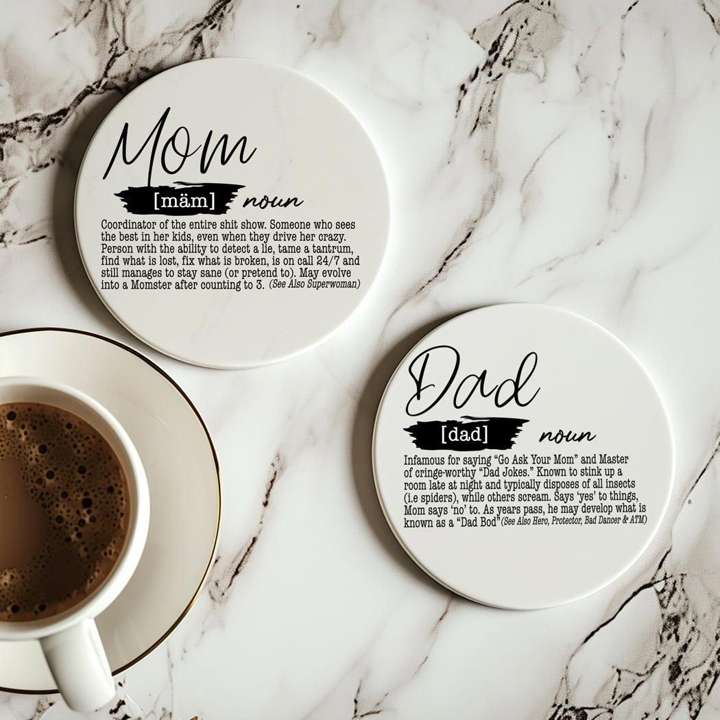 Sarcastic home decor
Mom definition gifts
Dad joke coasters
Modern definition coasters
Black and white ceramic coasters